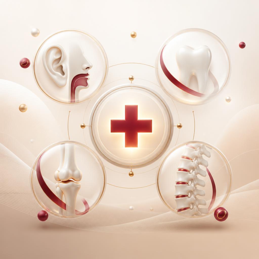 Chitrakoot Clinic multi-speciality care illustration showing ENT, Dental, Orthopaedic and Pain services